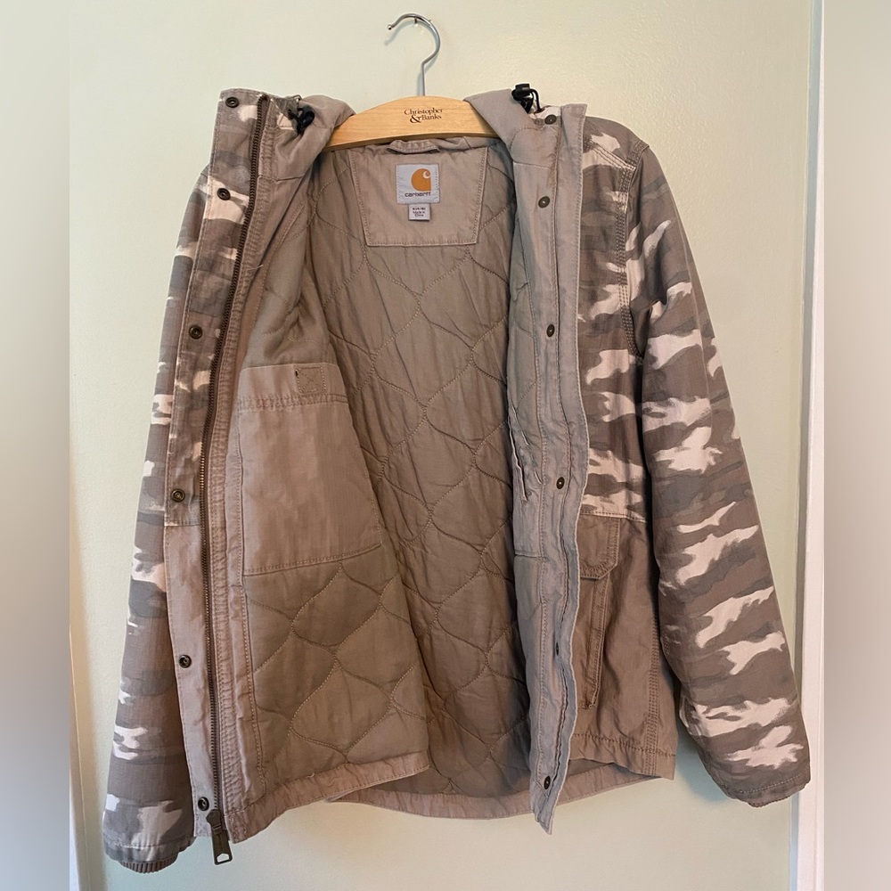 Hooded camo Carhartt jacket